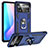 Funda Bumper Silicona y Plastico Mate Carcasa con Magnetico Anillo de dedo Soporte MQ3 para Xiaomi Redmi Note 11E Pro 5G Azul