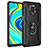 Funda Bumper Silicona y Plastico Mate Carcasa con Magnetico Anillo de dedo Soporte MQ3 para Xiaomi Redmi Note 9 Pro Max Negro