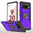 Funda Bumper Silicona y Plastico Mate Carcasa con Magnetico Anillo de dedo Soporte MQ4 para Google Pixel 6 Pro 5G Morado