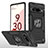Funda Bumper Silicona y Plastico Mate Carcasa con Magnetico Anillo de dedo Soporte MQ4 para Google Pixel 6 Pro 5G Negro