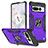 Funda Bumper Silicona y Plastico Mate Carcasa con Magnetico Anillo de dedo Soporte MQ4 para Google Pixel 7 Pro 5G Morado