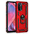 Funda Bumper Silicona y Plastico Mate Carcasa con Magnetico Anillo de dedo Soporte MQ4 para Oppo A54 5G Rojo