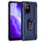 Funda Bumper Silicona y Plastico Mate Carcasa con Magnetico Anillo de dedo Soporte MQ4 para Oppo Reno5 Z 5G Azul