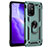 Funda Bumper Silicona y Plastico Mate Carcasa con Magnetico Anillo de dedo Soporte MQ4 para Oppo Reno5 Z 5G Verde