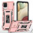 Funda Bumper Silicona y Plastico Mate Carcasa con Magnetico Anillo de dedo Soporte MQ4 para Samsung Galaxy A12 Nacho Oro Rosa