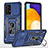 Funda Bumper Silicona y Plastico Mate Carcasa con Magnetico Anillo de dedo Soporte MQ4 para Samsung Galaxy A52 4G Azul