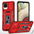 Funda Bumper Silicona y Plastico Mate Carcasa con Magnetico Anillo de dedo Soporte MQ4 para Samsung Galaxy M12 Rojo