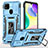Funda Bumper Silicona y Plastico Mate Carcasa con Magnetico Anillo de dedo Soporte MQ4 para Xiaomi POCO C31 Azul Cielo