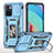 Funda Bumper Silicona y Plastico Mate Carcasa con Magnetico Anillo de dedo Soporte MQ4 para Xiaomi Redmi 10 (2022) Azul Cielo