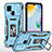 Funda Bumper Silicona y Plastico Mate Carcasa con Magnetico Anillo de dedo Soporte MQ4 para Xiaomi Redmi 10 Power Azul Cielo