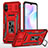 Funda Bumper Silicona y Plastico Mate Carcasa con Magnetico Anillo de dedo Soporte MQ4 para Xiaomi Redmi 9A Rojo