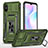 Funda Bumper Silicona y Plastico Mate Carcasa con Magnetico Anillo de dedo Soporte MQ4 para Xiaomi Redmi 9A Verde