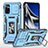 Funda Bumper Silicona y Plastico Mate Carcasa con Magnetico Anillo de dedo Soporte MQ4 para Xiaomi Redmi Note 11E Pro 5G Azul Cielo