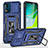 Funda Bumper Silicona y Plastico Mate Carcasa con Magnetico Anillo de dedo Soporte MQ6 para Motorola Moto E13 Azul