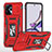 Funda Bumper Silicona y Plastico Mate Carcasa con Magnetico Anillo de dedo Soporte MQ6 para Motorola Moto G23 Rojo