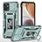 Funda Bumper Silicona y Plastico Mate Carcasa con Magnetico Anillo de dedo Soporte MQ6 para Motorola Moto G32 Menta Verde