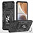 Funda Bumper Silicona y Plastico Mate Carcasa con Magnetico Anillo de dedo Soporte MQ6 para Motorola Moto G32 Negro