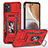 Funda Bumper Silicona y Plastico Mate Carcasa con Magnetico Anillo de dedo Soporte MQ6 para Motorola Moto G32 Rojo