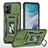 Funda Bumper Silicona y Plastico Mate Carcasa con Magnetico Anillo de dedo Soporte MQ6 para Motorola Moto G53 5G Verde