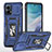 Funda Bumper Silicona y Plastico Mate Carcasa con Magnetico Anillo de dedo Soporte MQ6 para Motorola Moto G53j 5G Azul