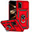 Funda Bumper Silicona y Plastico Mate Carcasa con Magnetico Anillo de dedo Soporte MQ6 para Samsung Galaxy M02s Rojo