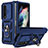 Funda Bumper Silicona y Plastico Mate Carcasa con Magnetico Anillo de dedo Soporte MQ6 para Samsung Galaxy Z Fold3 5G Azul