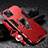 Funda Bumper Silicona y Plastico Mate Carcasa con Magnetico Anillo de dedo Soporte para Apple iPhone 14 Plus Rojo