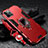 Funda Bumper Silicona y Plastico Mate Carcasa con Magnetico Anillo de dedo Soporte para Apple iPhone 14 Pro Max Rojo