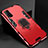 Funda Bumper Silicona y Plastico Mate Carcasa con Magnetico Anillo de dedo Soporte para Huawei Honor Play4T Pro Rojo