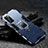 Funda Bumper Silicona y Plastico Mate Carcasa con Magnetico Anillo de dedo Soporte para Huawei Honor V30 5G Azul