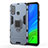 Funda Bumper Silicona y Plastico Mate Carcasa con Magnetico Anillo de dedo Soporte para Huawei Nova Lite 3 Plus Azul