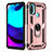 Funda Bumper Silicona y Plastico Mate Carcasa con Magnetico Anillo de dedo Soporte para Motorola Moto E30 Oro Rosa