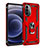 Funda Bumper Silicona y Plastico Mate Carcasa con Magnetico Anillo de dedo Soporte para Motorola Moto Edge (2022) 5G Rojo