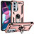 Funda Bumper Silicona y Plastico Mate Carcasa con Magnetico Anillo de dedo Soporte para Motorola Moto Edge X30 5G Oro Rosa