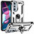 Funda Bumper Silicona y Plastico Mate Carcasa con Magnetico Anillo de dedo Soporte para Motorola Moto Edge X30 5G Plata