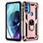 Funda Bumper Silicona y Plastico Mate Carcasa con Magnetico Anillo de dedo Soporte para Motorola Moto G71 5G Oro Rosa