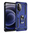Funda Bumper Silicona y Plastico Mate Carcasa con Magnetico Anillo de dedo Soporte para Motorola Moto G71s 5G Azul