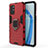 Funda Bumper Silicona y Plastico Mate Carcasa con Magnetico Anillo de dedo Soporte para OnePlus 9R 5G Rojo