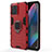 Funda Bumper Silicona y Plastico Mate Carcasa con Magnetico Anillo de dedo Soporte para Oppo Find X3 Pro 5G Rojo