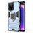 Funda Bumper Silicona y Plastico Mate Carcasa con Magnetico Anillo de dedo Soporte para Oppo Find X5 5G Azul