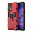 Funda Bumper Silicona y Plastico Mate Carcasa con Magnetico Anillo de dedo Soporte para Oppo Find X5 Pro 5G Rojo