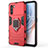 Funda Bumper Silicona y Plastico Mate Carcasa con Magnetico Anillo de dedo Soporte para Oppo K9 Pro 5G Rojo