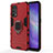 Funda Bumper Silicona y Plastico Mate Carcasa con Magnetico Anillo de dedo Soporte para Oppo Reno5 5G Rojo