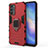 Funda Bumper Silicona y Plastico Mate Carcasa con Magnetico Anillo de dedo Soporte para Oppo Reno6 5G Rojo