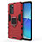 Funda Bumper Silicona y Plastico Mate Carcasa con Magnetico Anillo de dedo Soporte para Oppo Reno6 Pro 5G India Rojo