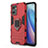 Funda Bumper Silicona y Plastico Mate Carcasa con Magnetico Anillo de dedo Soporte para Oppo Reno7 SE 5G Rojo