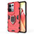 Funda Bumper Silicona y Plastico Mate Carcasa con Magnetico Anillo de dedo Soporte para Oppo Reno8 Pro 5G Rojo