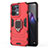 Funda Bumper Silicona y Plastico Mate Carcasa con Magnetico Anillo de dedo Soporte para Oppo Reno9 Pro 5G Rojo