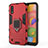 Funda Bumper Silicona y Plastico Mate Carcasa con Magnetico Anillo de dedo Soporte para Samsung Galaxy A01 SM-A015 Rojo