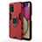 Funda Bumper Silicona y Plastico Mate Carcasa con Magnetico Anillo de dedo Soporte para Samsung Galaxy F02S SM-E025F Rojo